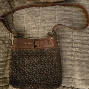 Elegant Brown Floral Shoulder Bag